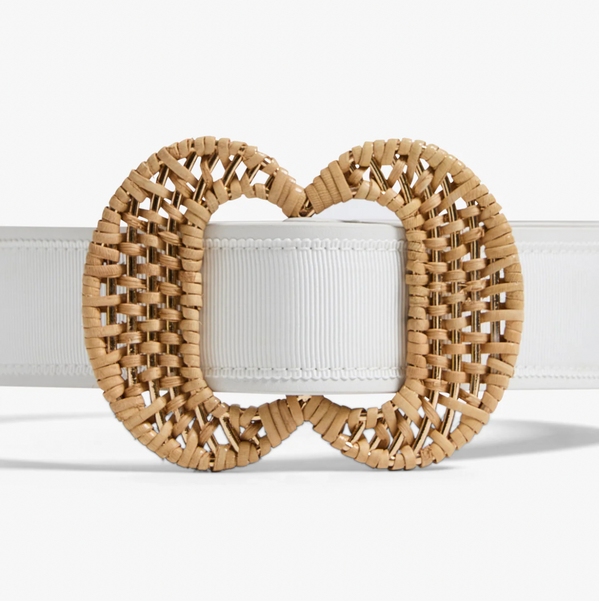Off White Rattan Buckle Up Belt