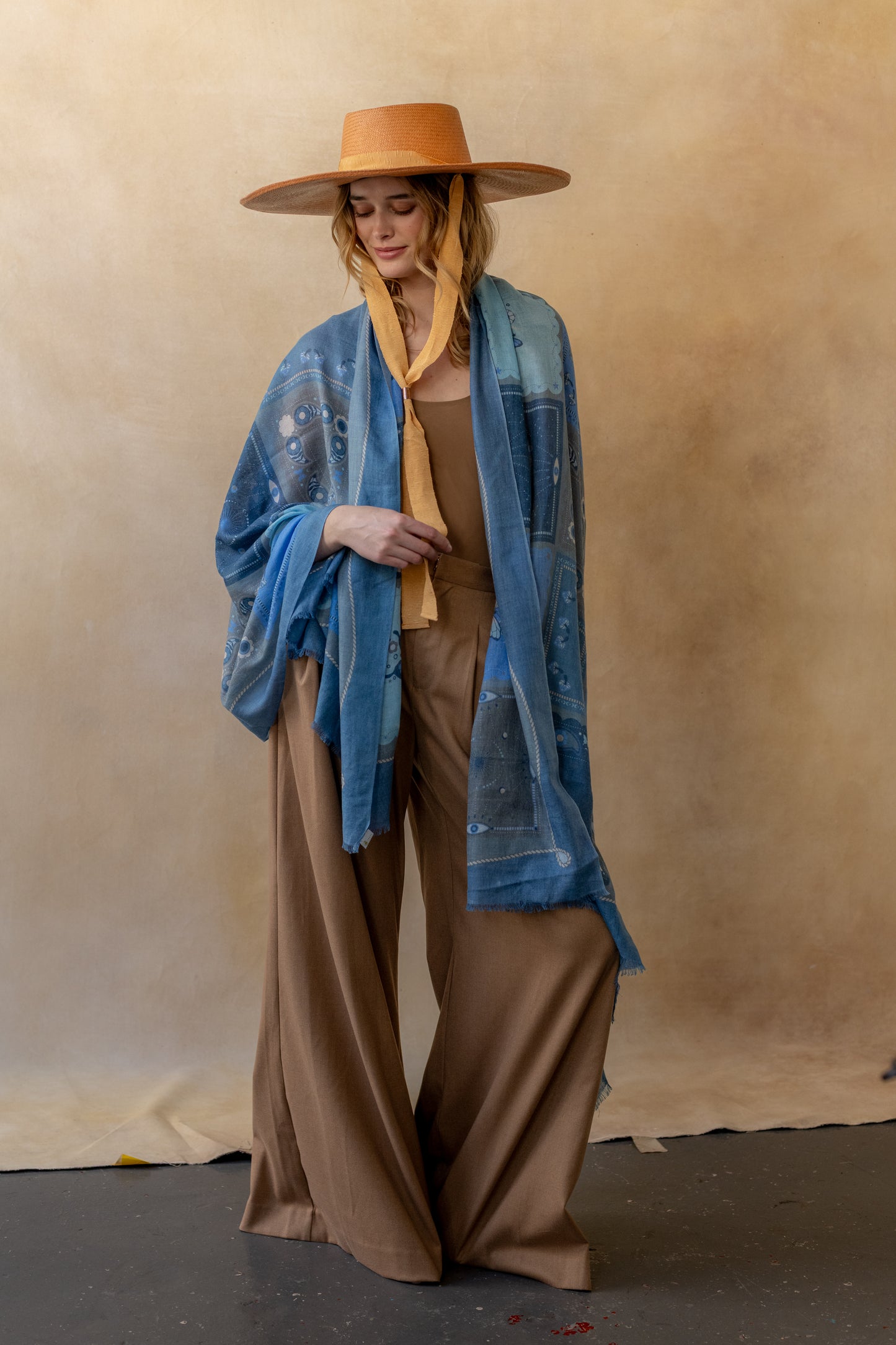 Mixed Denim Cosmic Silk/Cashmere Sarong