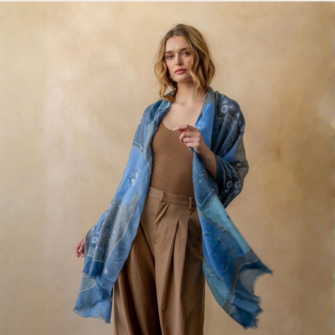 Mixed Denim Cosmic Silk/Cashmere Sarong