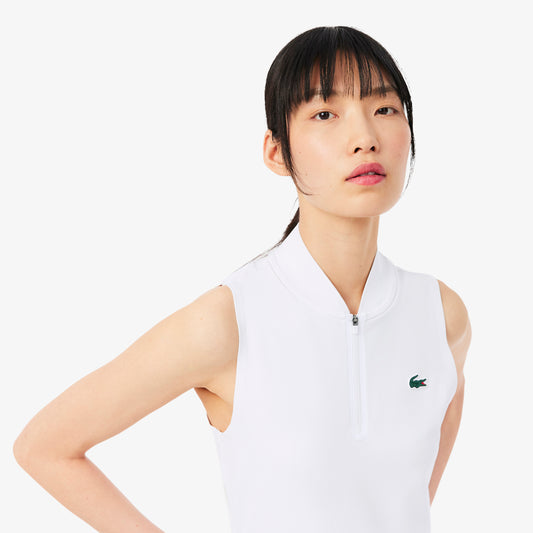 White Bi-Face Jersey Sleeveless Polo