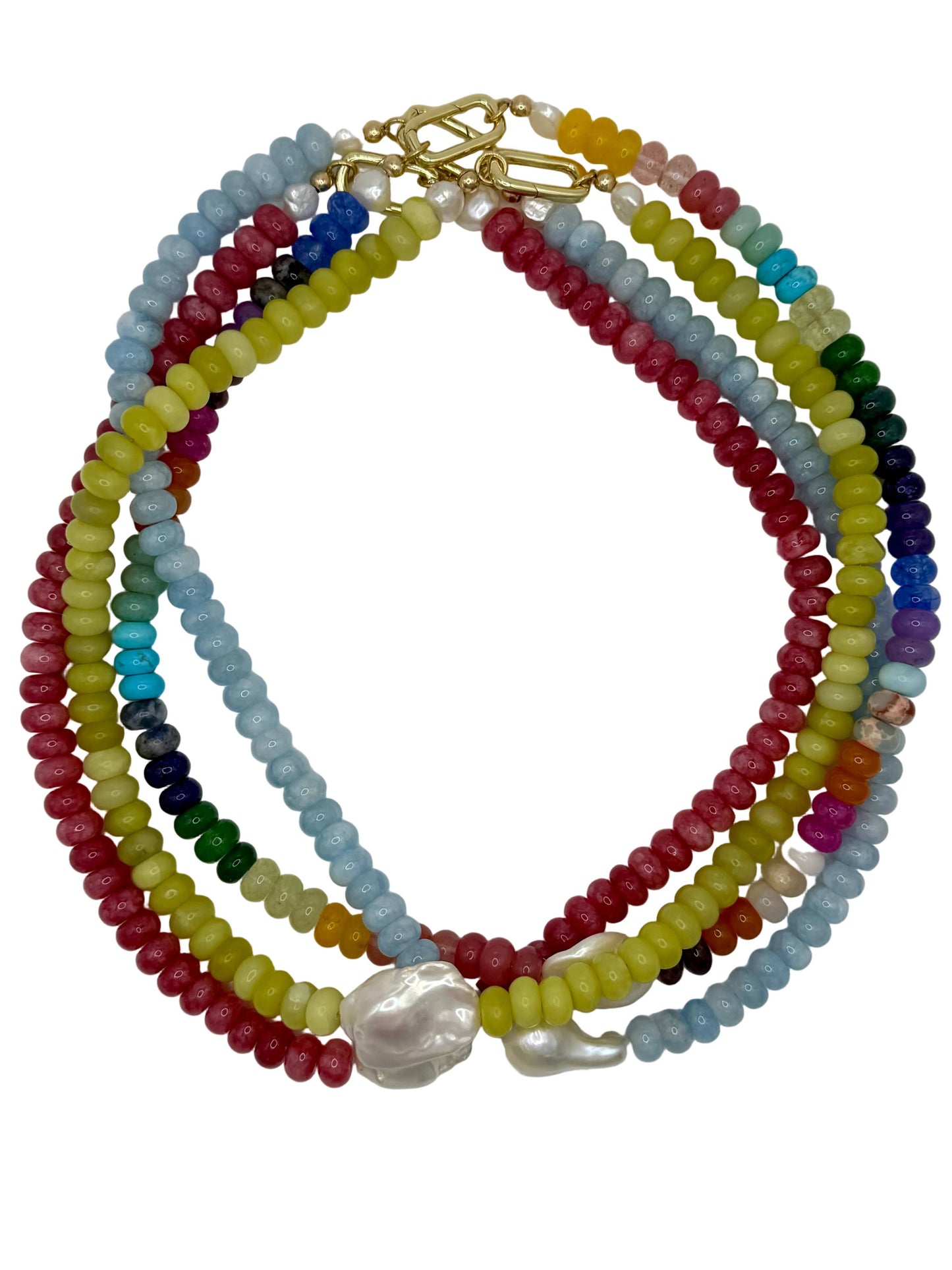 Multicolor Layering Necklace with Freshwater Baroque Pearl