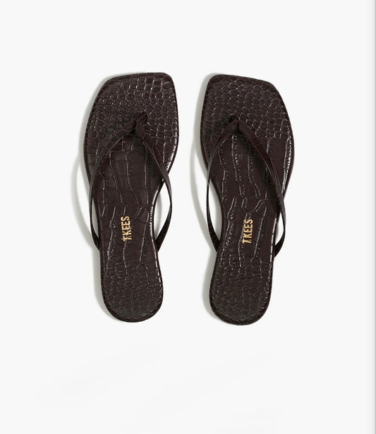 Carob Croc Square Toe Lily