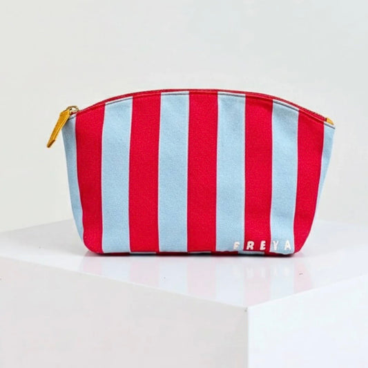 Blue Raspberry Happy Stripe Travel Pouch