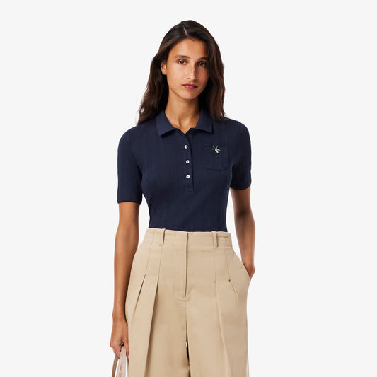 Navy Pointelle Polo