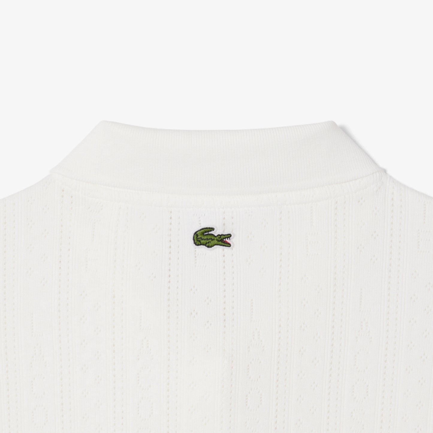White Pointelle Polo