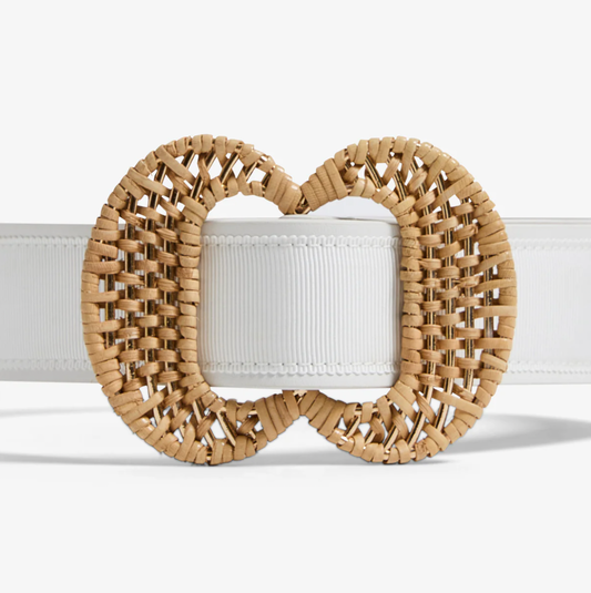 Off White Rattan Buckle Up Belt