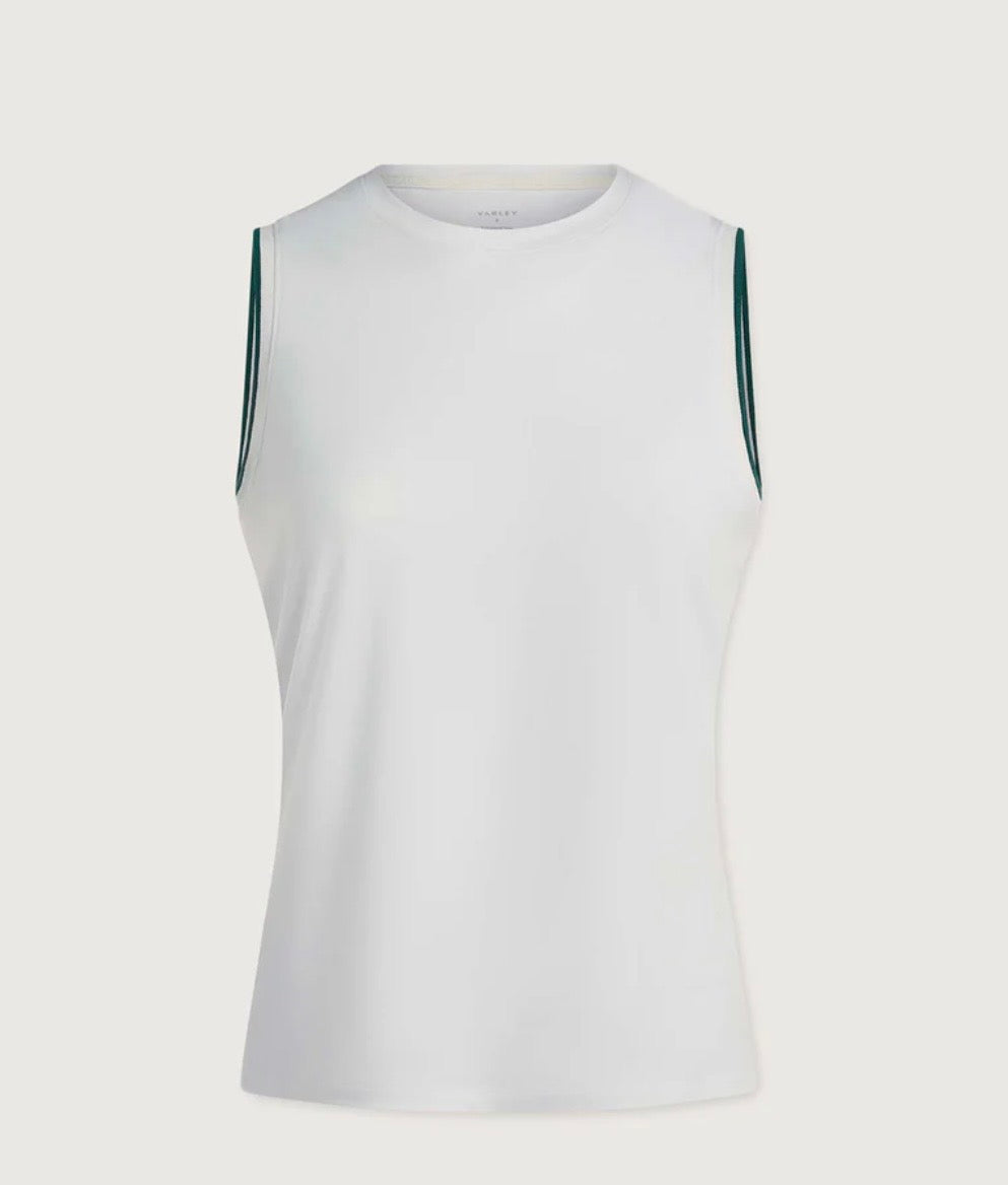 Arton Performance Tank - White with Forest Trim