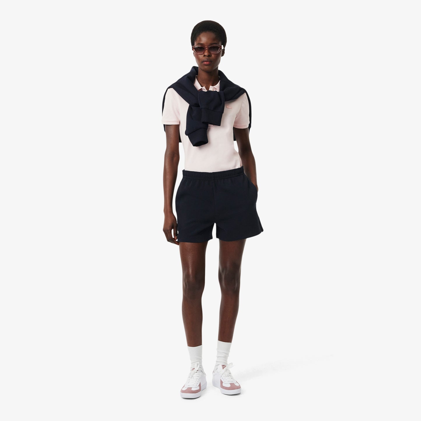 Navy Pointelle Double Face Shorts