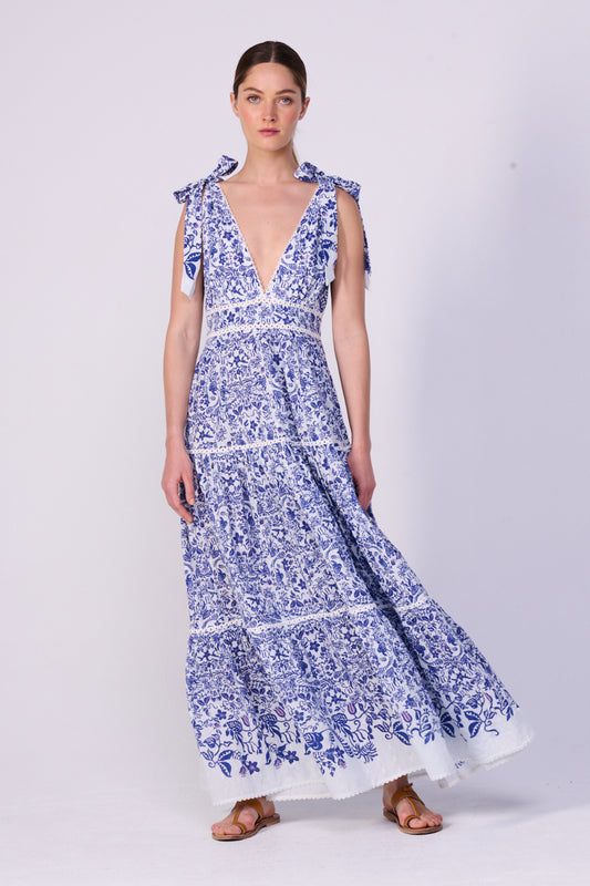Blue Tiare Long Dress Perla