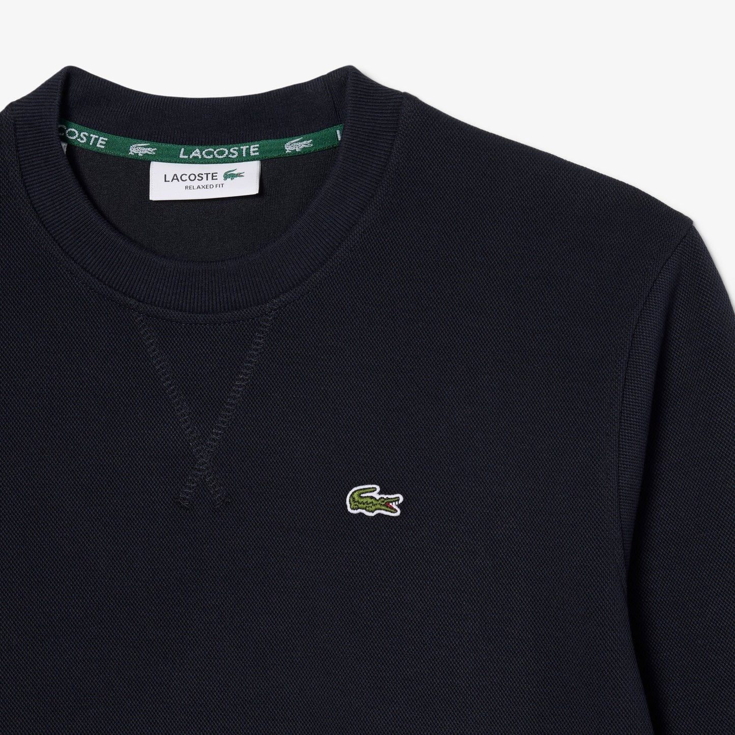 Navy Pique Double Face Crewneck Sweatshirt
