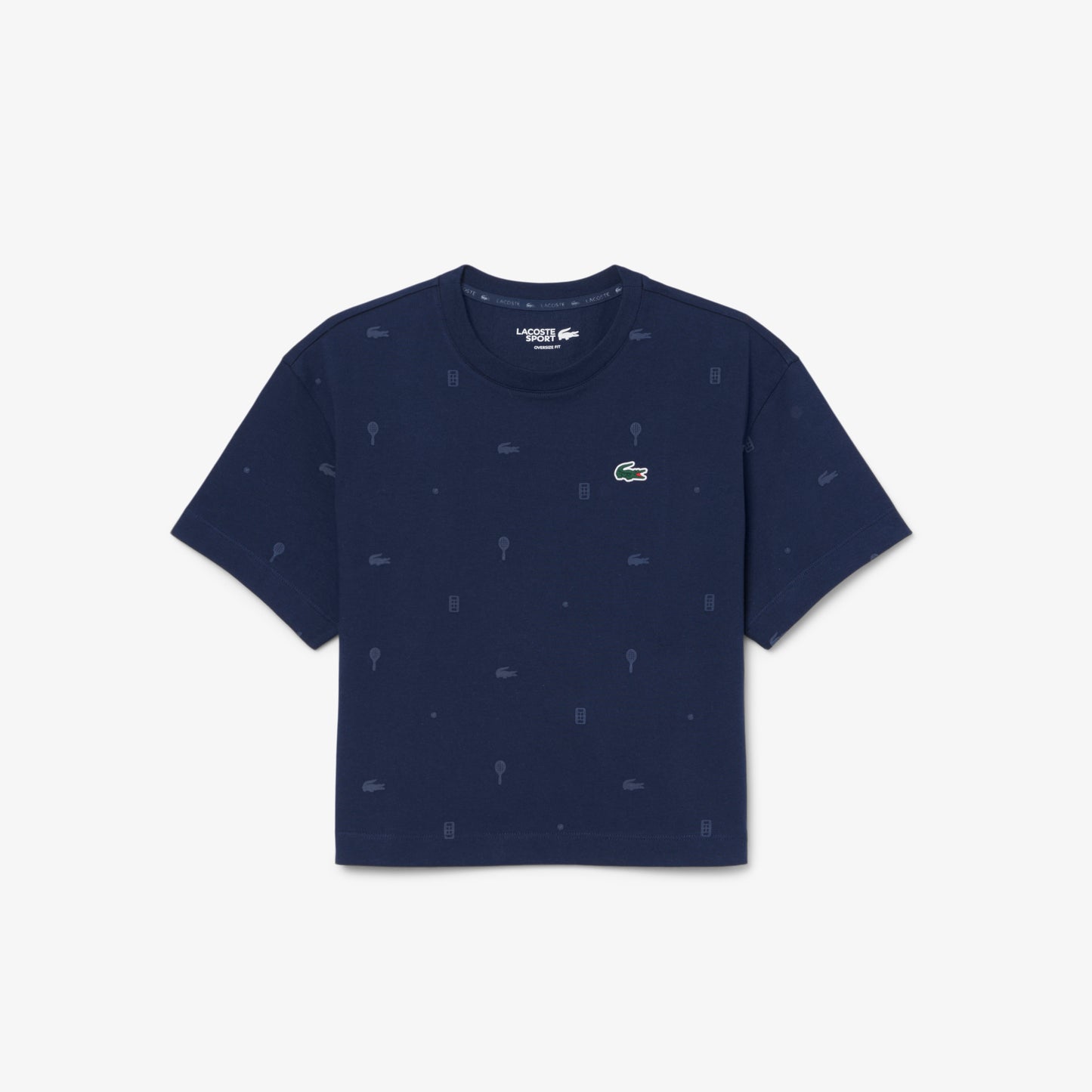 Navy Cropped Allover Print Tee