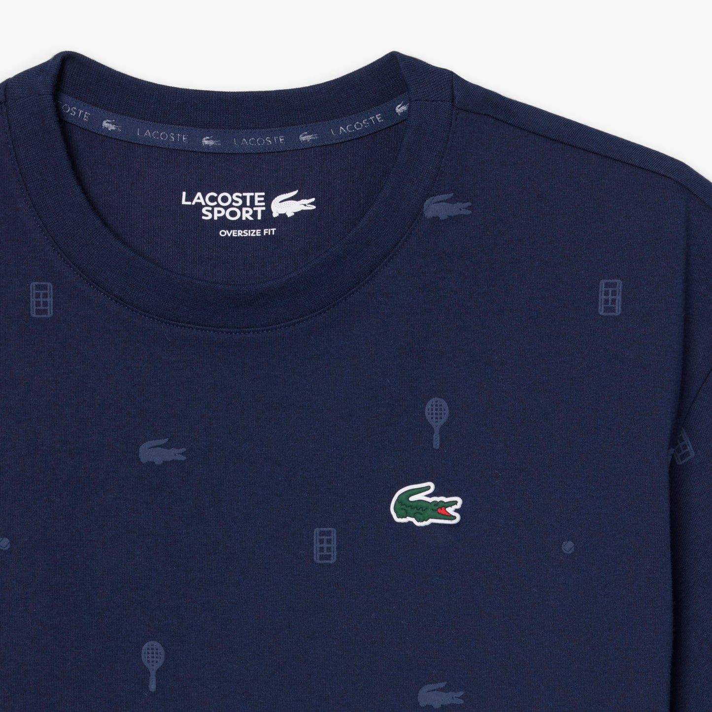Navy Cropped Allover Print Tee