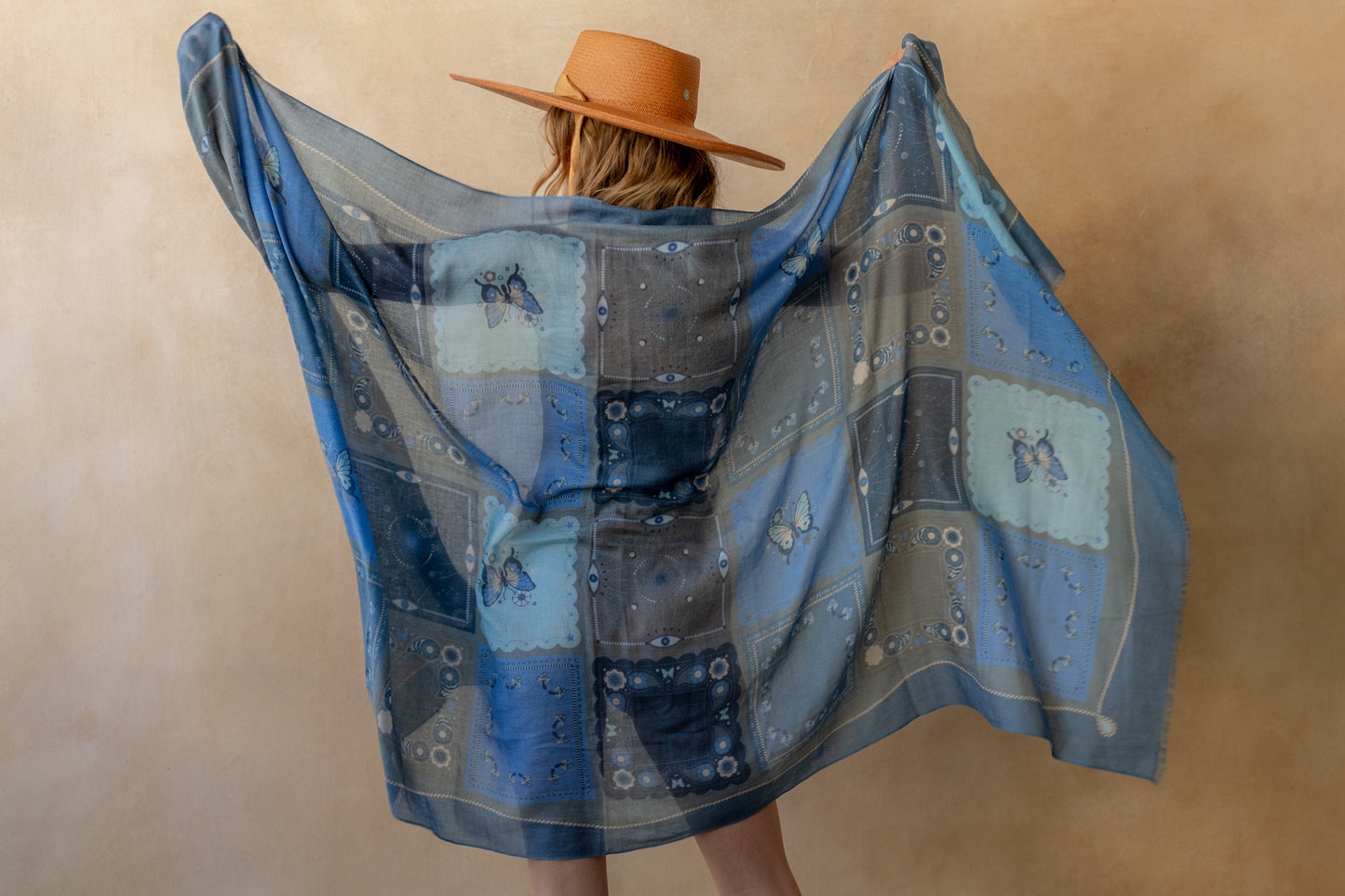 Mixed Denim Cosmic Silk/Cashmere Sarong